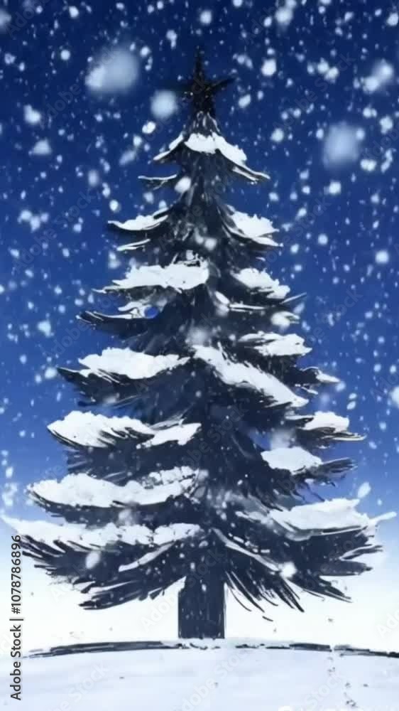 Christmas tree with falling snow Christmas tree with falling snow