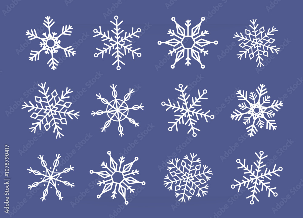 Set of snowflakes on an isolated background. Snowflakes winter vector illustration Set of snowflakes on an isolated background. Snowflakes winter vector illustration