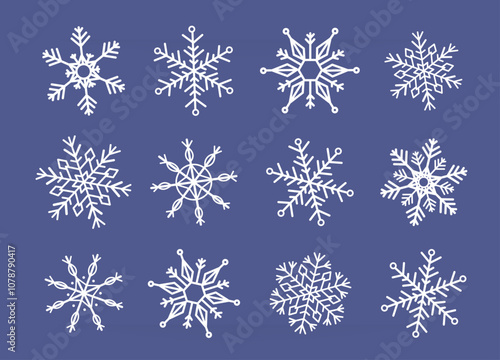 Set of snowflakes on an isolated background. Snowflakes winter vector illustration