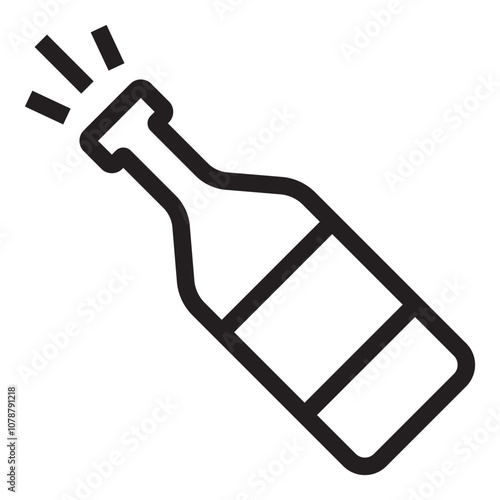 champagne bottle line icon.