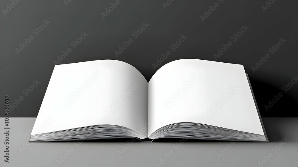 Open Book with Blank Pages on a Grey Surface Mockup Open Book with Blank Pages on a Grey Surface Mockup