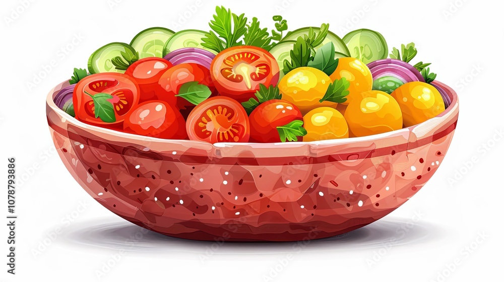 Close-up of a colorful salad bowl with fresh vegetables Close-up of a colorful salad bowl with fresh vegetables