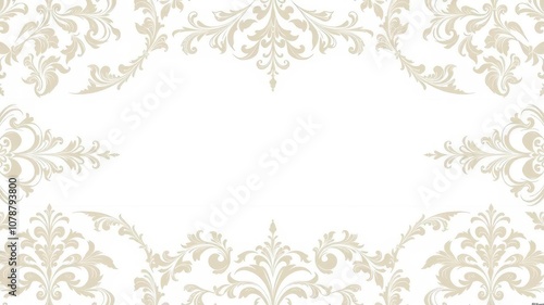 White damask wallpaper with elegant floral patterns, classic, elegant, design