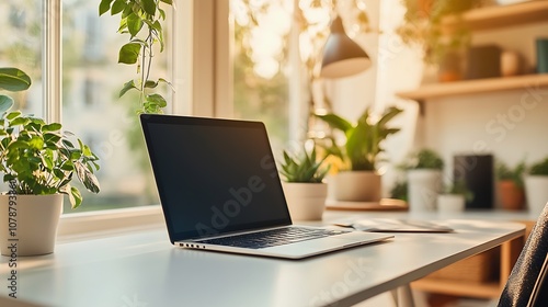 Wallpaper Mural Modern Home Office with Natural Light and Indoor Plants for a Peaceful Work Environment : Generative AI Torontodigital.ca