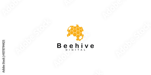 Beehive digital logo design with modern style premium vector