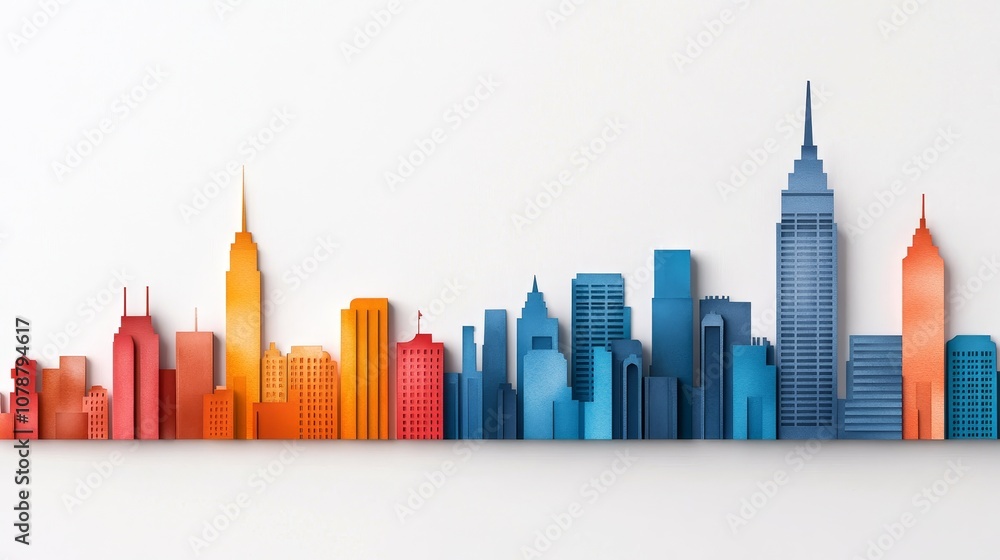 Colorful Cityscape Skyline Urban Architecture Paper Art Colorful Cityscape Skyline Urban Architecture Paper Art