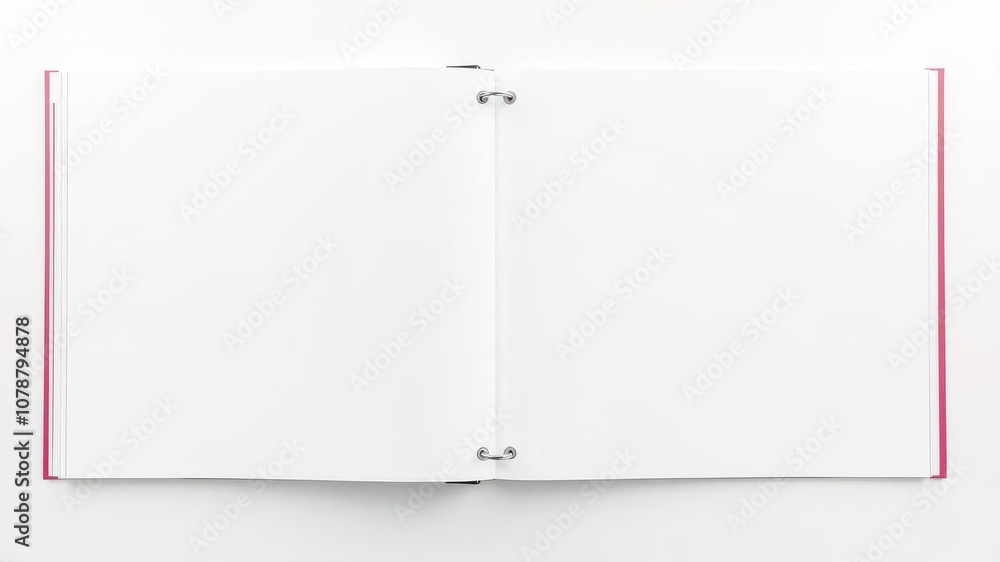 An open vertical photo album mockup featuring blank pages for customization and display, template, blank, display An open vertical photo album mockup featuring blank pages for customization and display, template, blank, display