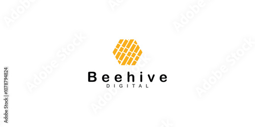 Beehive digital logo design with modern style premium vector