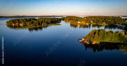 Drone landscape Rono and Varnisaary island in kallavesi lake Eastern finland Kuopio , Europe