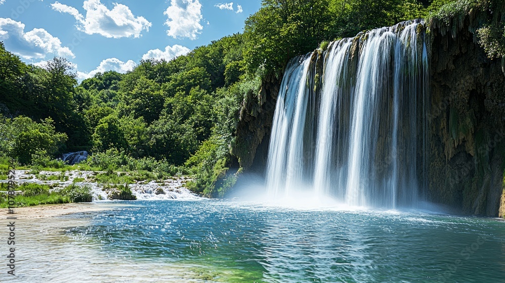 waterfall, majestic, forest