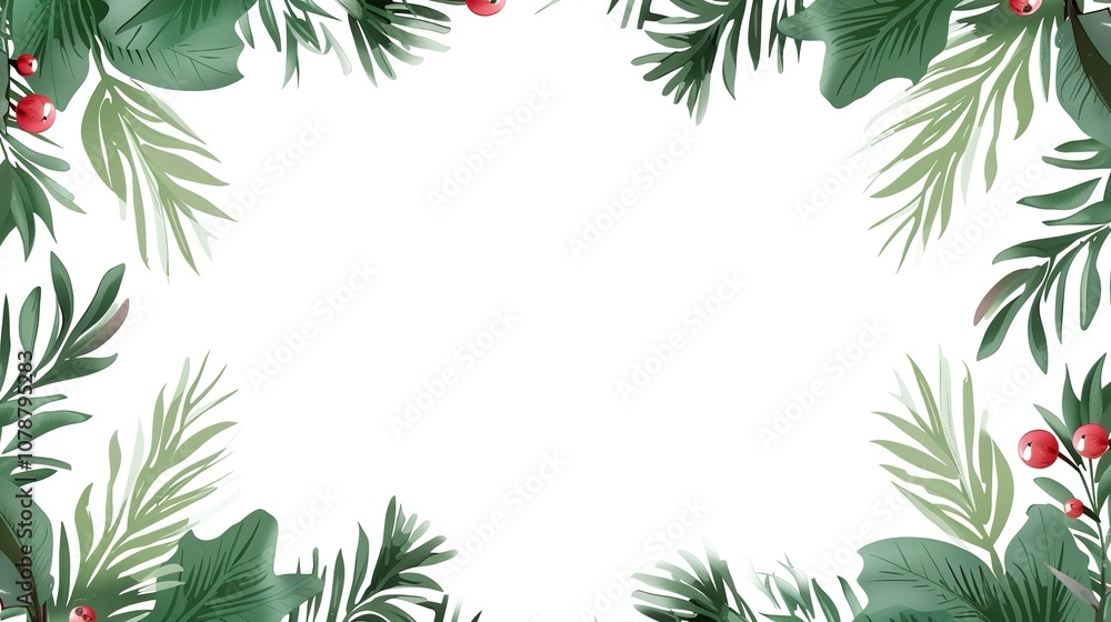 A Beautiful Decorative Christmas Wreath Frame with a Festive Christmas Border, Standing Isolated on a Pristine White Background. Delightful Holiday Ornamentation in a Simple and Clean Setting. A Beautiful Decorative Christmas Wreath Frame with a Festive Christmas Border, Standing Isolated on a Pristine White Background. Delightful Holiday Ornamentation in a Simple and Clean Setting.