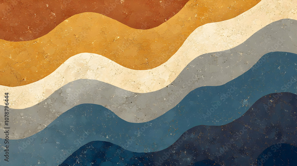 Abstract Wavy Background with Distressed Texture in Earthy Tones Abstract Wavy Background with Distressed Texture in Earthy Tones
