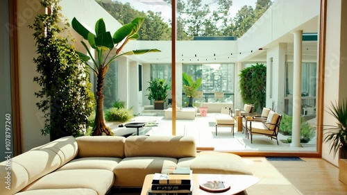 Indoor-Outdoor Living Room with Garden View
 photo