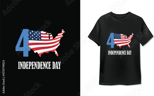 Design a patriotic t-shirt featuring a vintage-style American flag map with the year 