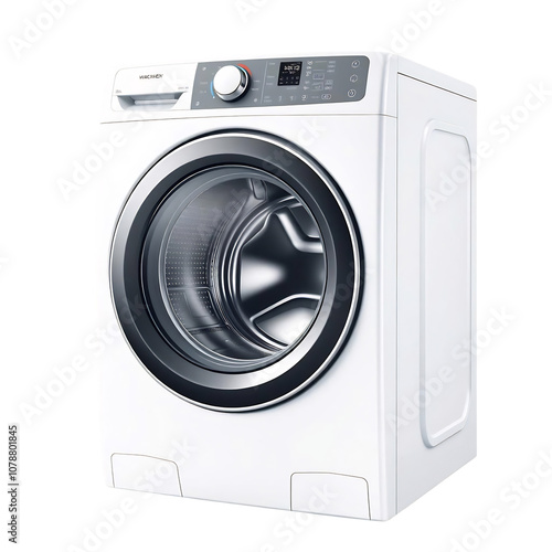 Obraz na płótnie Modern White Washing Machine with Digital Display and Control Panel w salonie