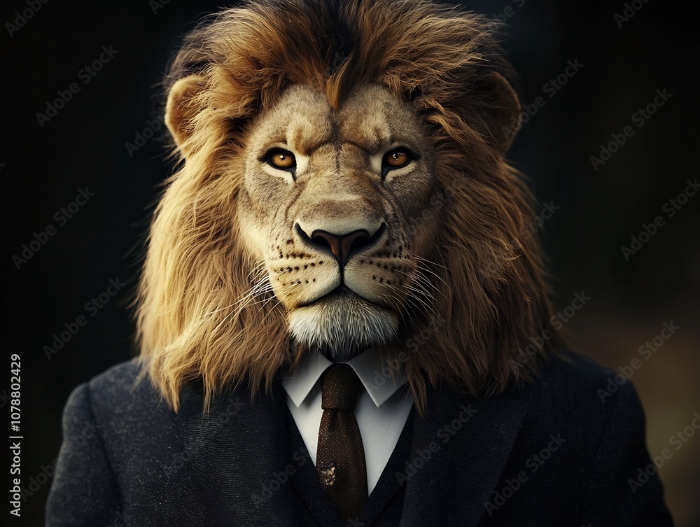 Majestic Lion Head Wearing School Uniform Exuding Leadership and Confidence Majestic Lion Head Wearing School Uniform Exuding Leadership and Confidence