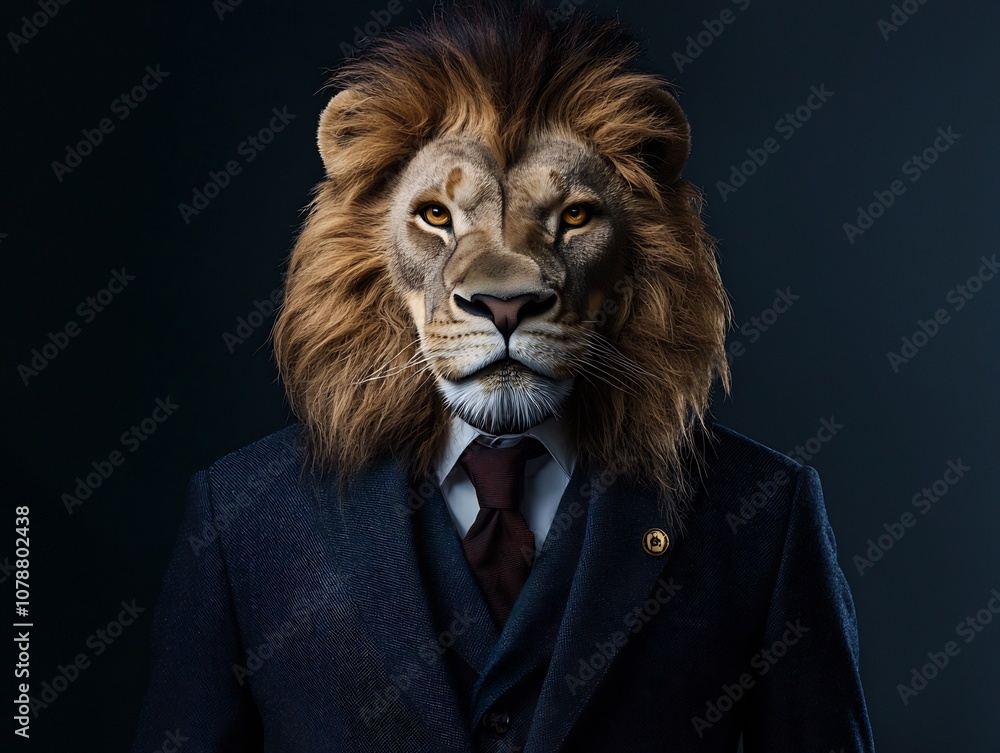 Majestic Lion in School Uniform Embodies Leadership and Confidence Majestic Lion in School Uniform Embodies Leadership and Confidence