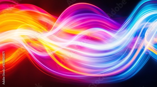 Wallpaper Mural Abstract glowing waves in bright neon colors gently swirling across the screen Torontodigital.ca