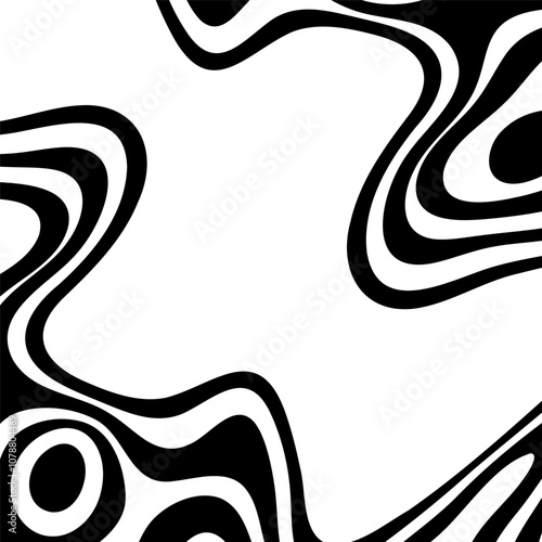 Vector of seamless pattern with black and white striped wavy spots. Eps 10