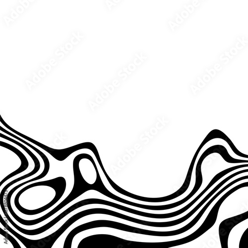 Abstract wave vector background. Stylized black White illusion. Modern graphic line art. Eps 10