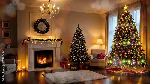 christmas tree with fireplace