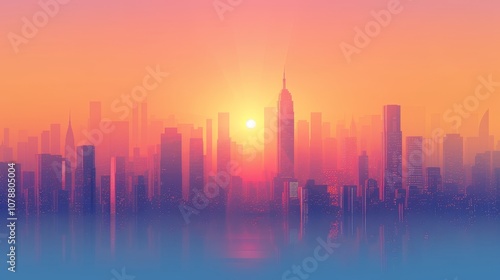 futuristic cityscape sunrise mesmerizing and atmospheric portrayal futuristic cityscape sunrise with glowing skyscrapers urban landscapes and morning mist evoking sense generated illustration