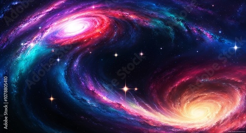 Anime galaxy art bright stars swirling colors deep universe