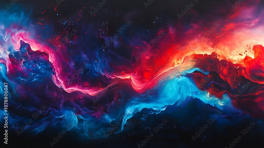 Fluid glowing waves in vibrant shades of red, blue, and purple flowing smoothly Fluid glowing waves in vibrant shades of red, blue, and purple flowing smoothly