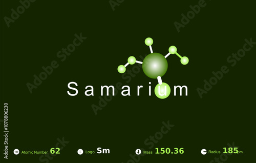 Modern logo design for the word "Samarium" which belongs to atoms in the atomic periodic system.