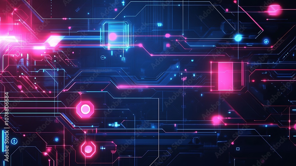 Abstract futuristic tech design with neon geometric shapes and glowing edges Abstract futuristic tech design with neon geometric shapes and glowing edges
