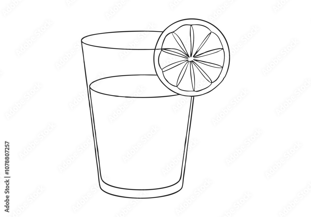 Continuous Line Art of Glass with Lemon Juice – Minimalist Refreshing Beverage Illustration Continuous Line Art of Glass with Lemon Juice – Minimalist Refreshing Beverage Illustration
