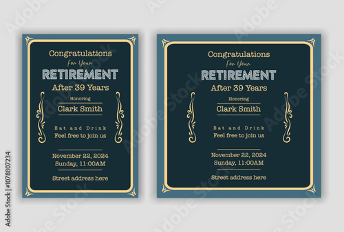 Happy retirement party invitation flyer design 