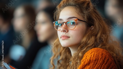 Young Woman with Glasses Looking Away