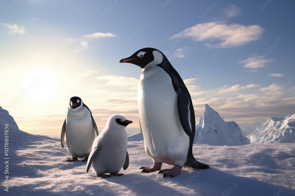 Fototapeta premium penguins on the ice in frozen environment