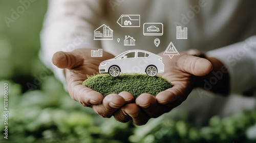 Obraz na płótnie Embrace safe driving practices with innovative car technology for a sustainable future on the road w salonie