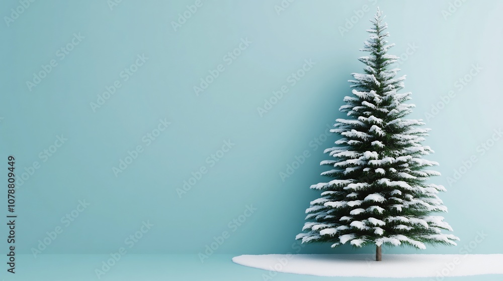 Snowy Christmas Tree with Branches in Winter Landscape 3D Snowy Christmas Tree with Branches in Winter Landscape 3D