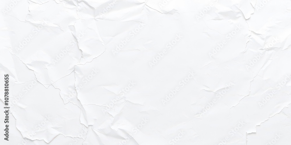 Fototapeta premium Crumpled white paper texture background with creases and folds, poster, grunge, rough