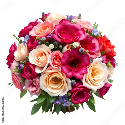 Colorful Bouquet of Roses and Flowers