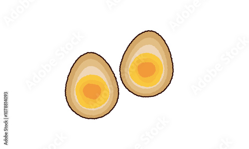 煮卵　断面イラスト
