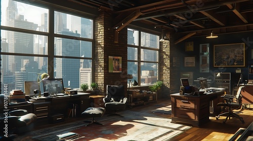 Wallpaper Mural "Modern Loft Space Featuring Exposed Beams and Industrial Chic Elements Torontodigital.ca