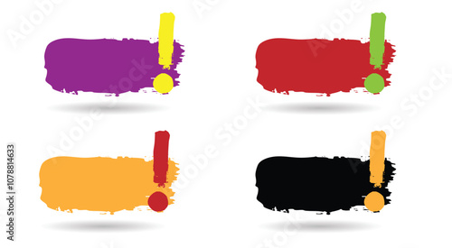 Brush Stroke with Exclamation Sign Place for Text. Graphic design and illustration elements vector