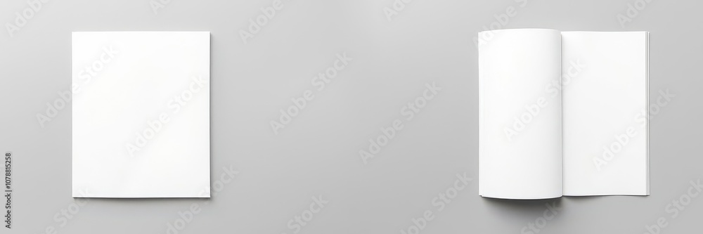 A magazine cover mockup on a grey background with space for customization, cover, design, grey A magazine cover mockup on a grey background with space for customization, cover, design, grey