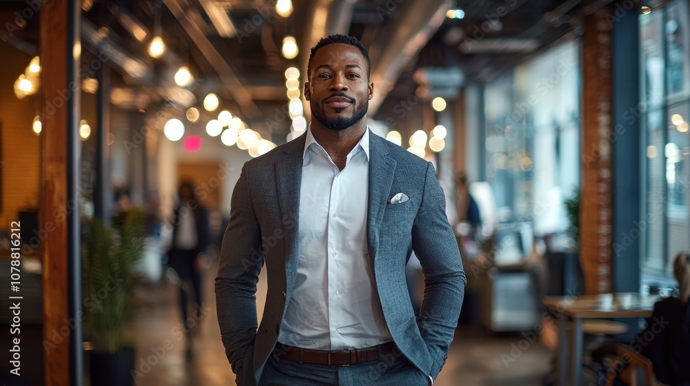 Confident Businessman in Modern Office Setting Confident Businessman in Modern Office Setting