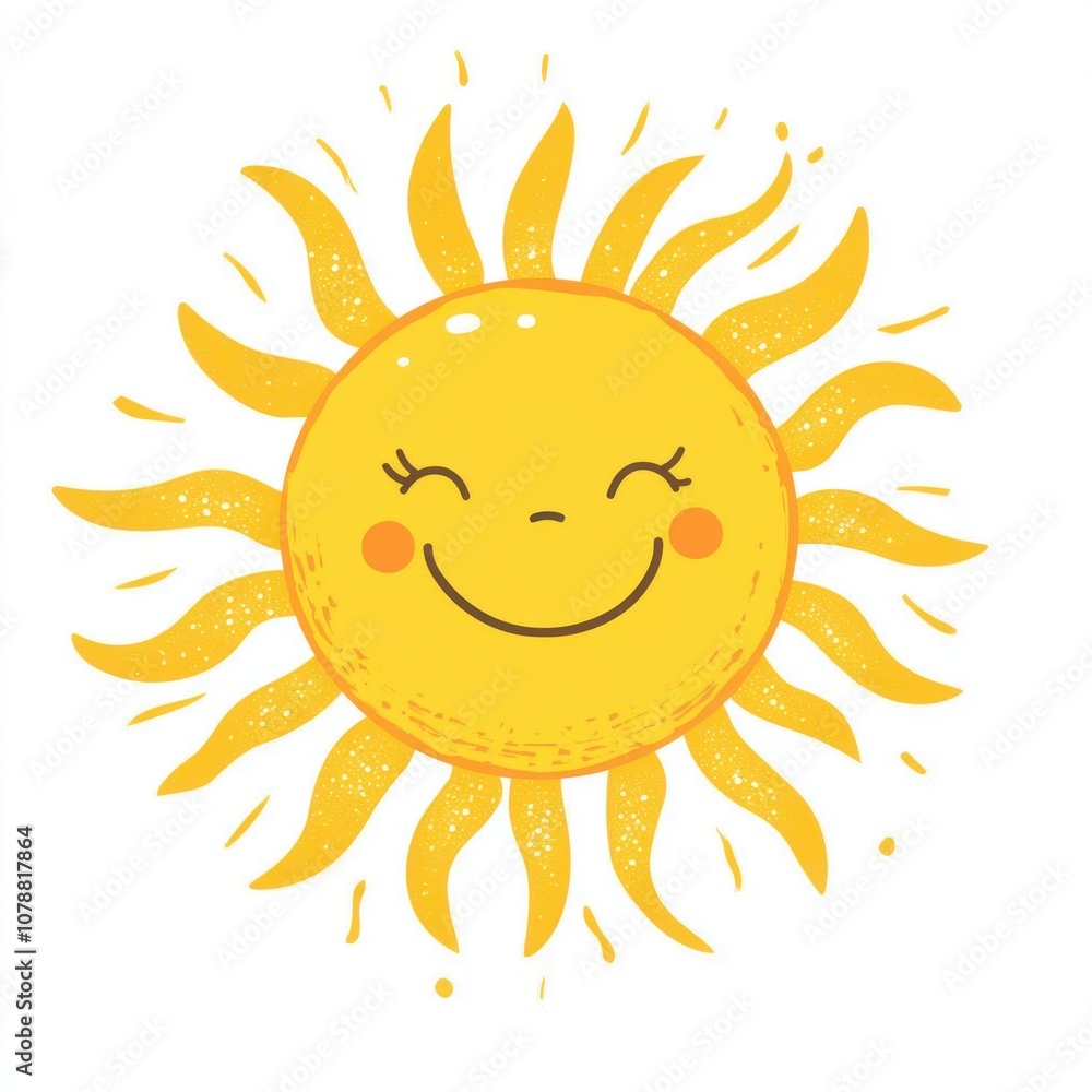 A cheerful cartoon sun smiling brightly with rays radiating in a joyful design, perfect for summer-themed projects. A cheerful cartoon sun smiling brightly with rays radiating in a joyful design, perfect for summer-themed projects.