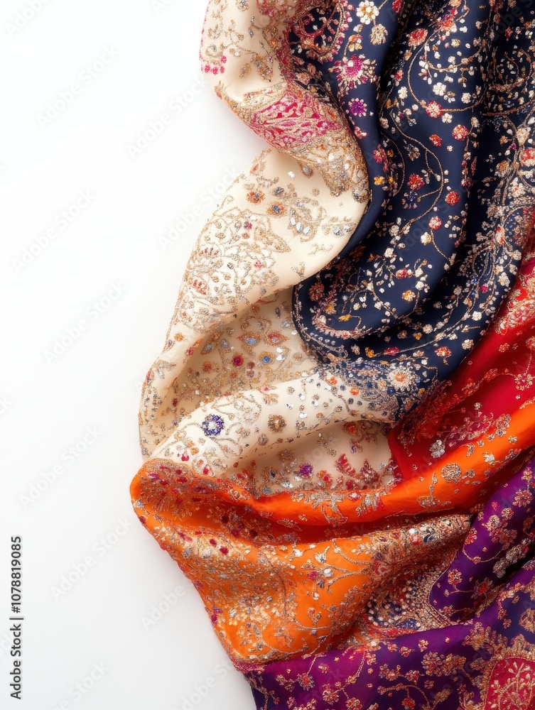 Elegant Indian Sari Draped in Vibrant Colors with Detailed Patterns ...