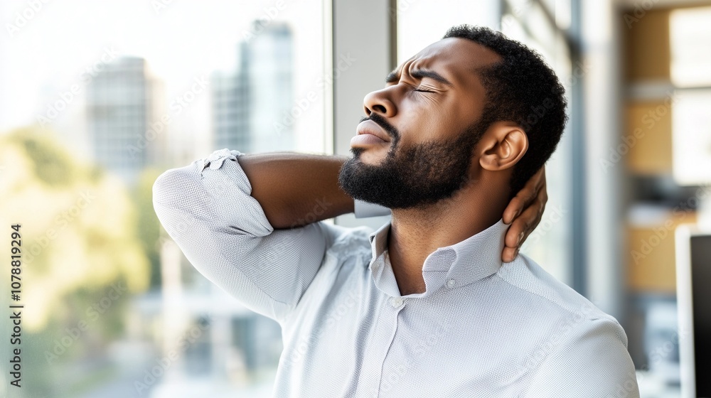 Obraz premium Person sitting at desk with poor posture, emphasizing the importance of ergonomic practices for maintaining health and productivity in the workplace.