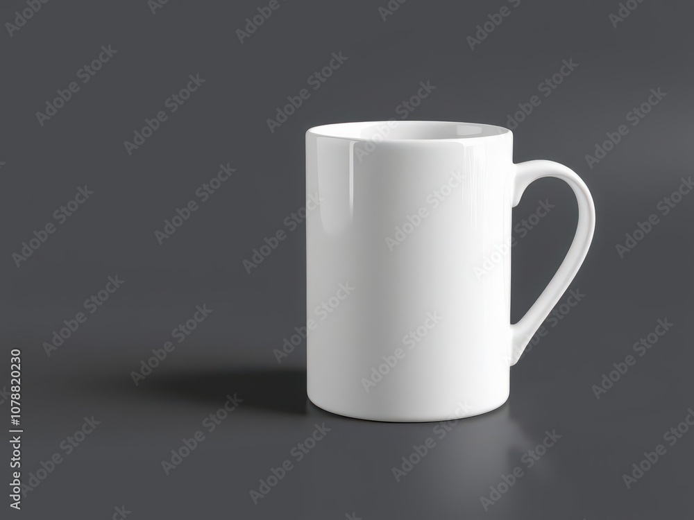 White ceramic mug mockup with a glossy finish and a curved handle, perfect for showcasing custom designs or logos, copy space, logos, mug White ceramic mug mockup with a glossy finish and a curved handle, perfect for showcasing custom designs or logos, copy space, logos, mug