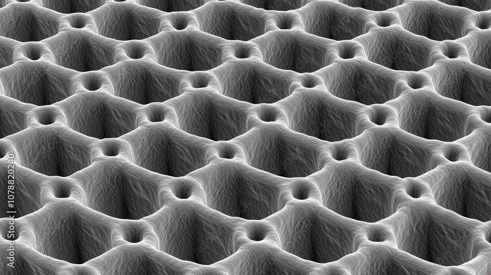 Fototapeta premium Microscopic view of graphene structure revealing intricate atomic patterns. Advanced material science and nanotechnology exploration.