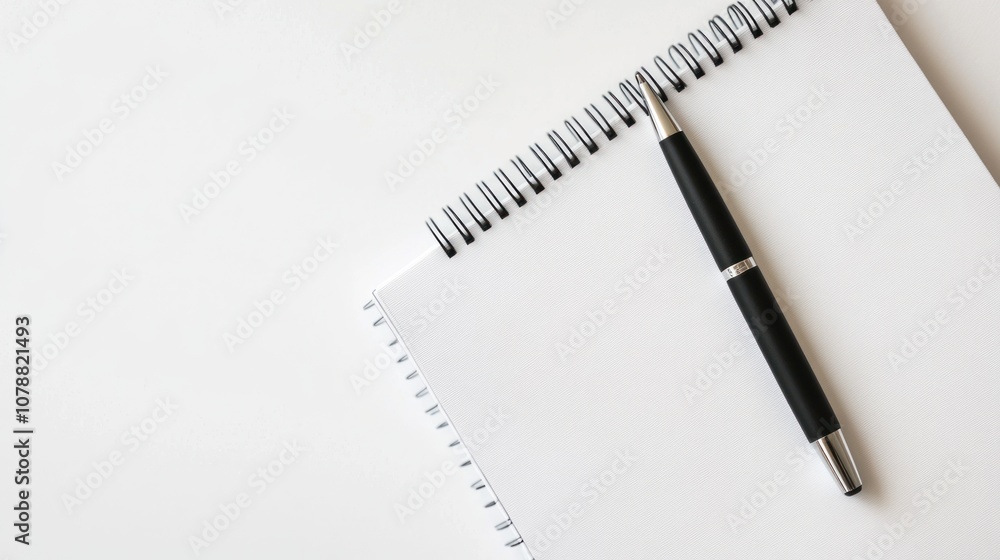 Blank Notebook with Pen on a White Background Blank Notebook with Pen on a White Background