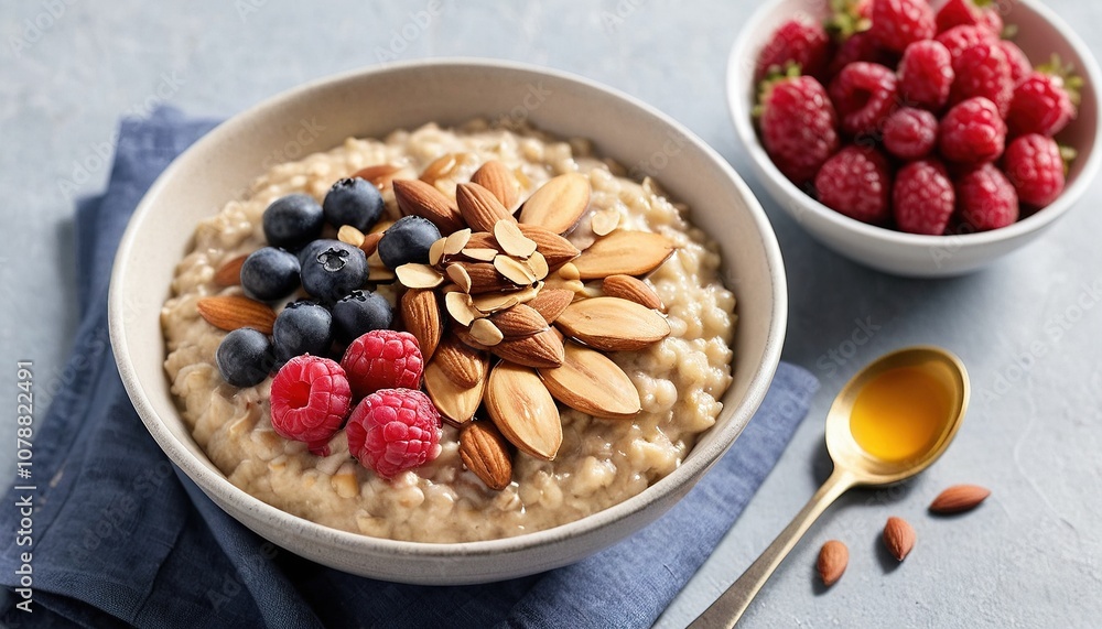 Healthy Oatmeal with Fresh Berries and Nuts Healthy Oatmeal with Fresh Berries and Nuts